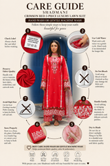 Shadmani Luxury Lawn Suit – Crimson Red 3-Piece with Organza Dupatta