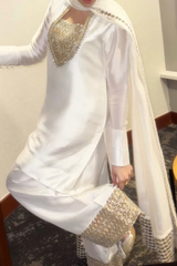Chandni Half-White & Gold Farshi Set