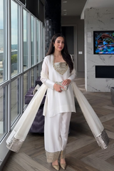 Chandni Half-White & Gold Farshi Set
