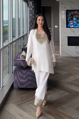 Chandni Half-White & Gold Farshi Set
