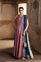 Mehwar - Silk Kurta Set with Navy Dupatta