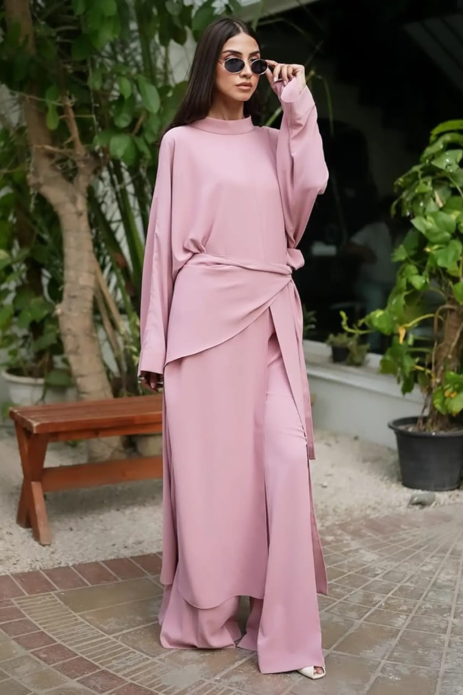 Miran - Tea Pink Twill-Crepe 3-Piece Set