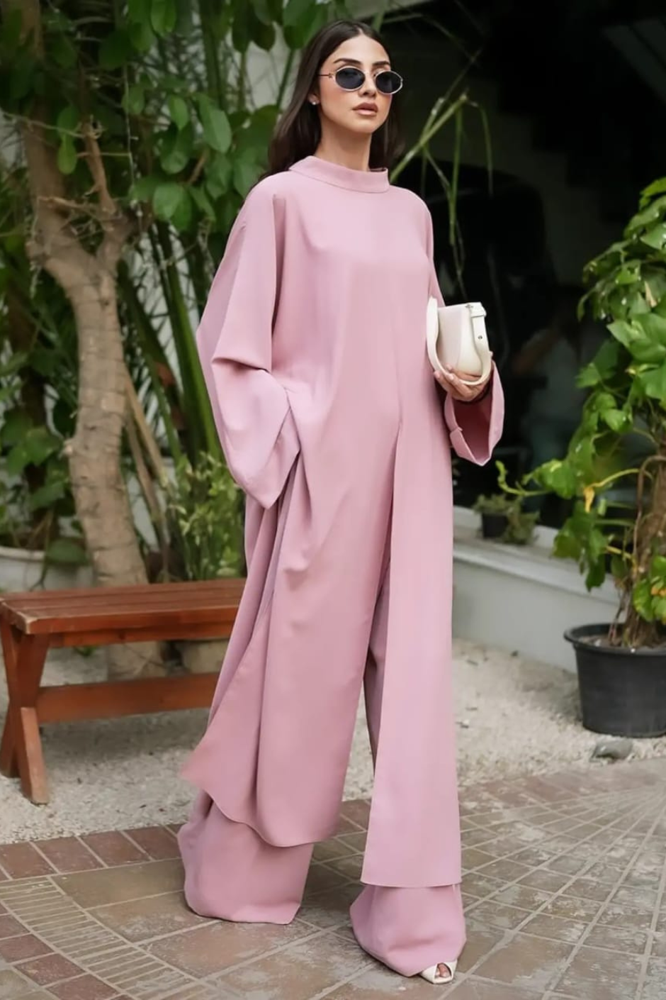 Miran - Tea Pink Twill-Crepe 3-Piece Set