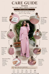 Miran – Tea Pink Twill-Crepe 3-Piece Set with Flared Pants & Versatile Scarf