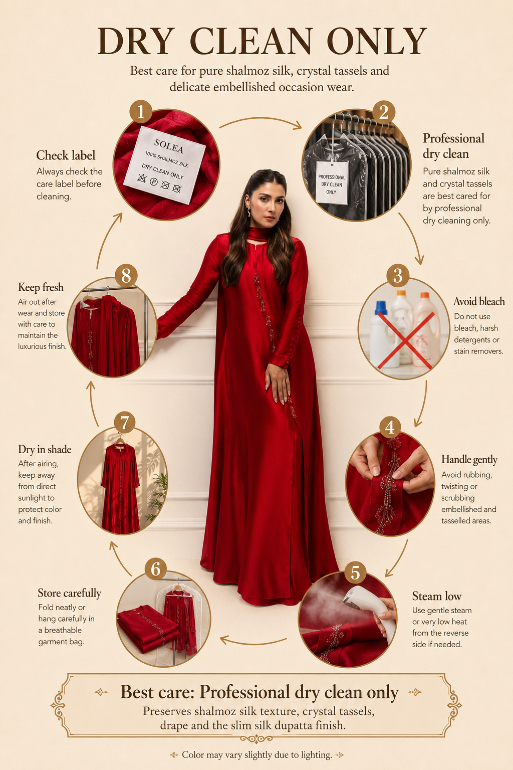 Candy – Red Crystal Tassel Shalmoz Silk 3-Piece Set with Slim Dupatta & Wide-Leg Pants