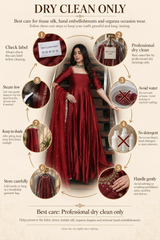 Dil Ruba – Deep Maroon Hand Embellished Tissue Silk Kalidar Pishwas with Organza Dupatta