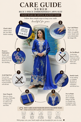 Nureh Semi-Formal Lawn – 3-Piece Embroidered Suit with Chiffon Dupatta