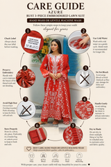 Azure Semi-Formal Lawn – Rust 3-Piece Heavily Embroidered Suit with Khaddi Net Dupatta