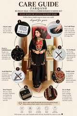 Zarqash Russian Silk 3-Piece – Embroidered Farshi Trouser Set with Zari Dupatta