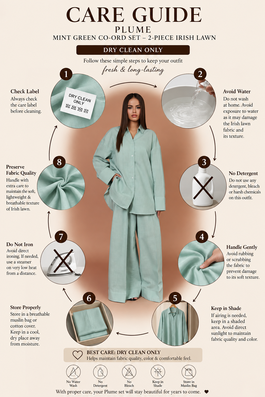 Plume Mint Green Co-ord Set – 2-Piece Irish Lawn Shirt & Pants