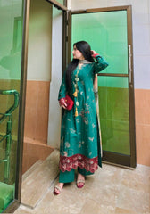 Mint Breeze Semi-Formal Lawn – Green 3-Piece Embroidered Suit with Silk Dupatta